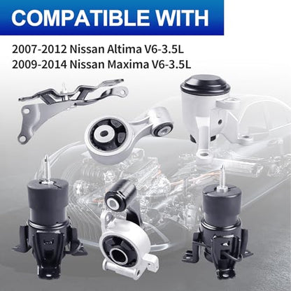 Engine Motor Mounts Set - Compatible with Nissan Altima 2007-2012，Nissan Maxima 2009-2014，Replace# A7362 A4356HY A4355HY A4365HY A7363 A7361 - size: Altima 3.5L 07-12 Auto
