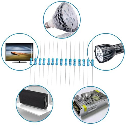 1/2W 41 Values 615pcs Individual Compartment 1 Ohm-1M Ohm with 1% Metal Film Resistor Assortment Kit and Electrical Industrial Assorted Set K Ohm Pack for Led Lights - style: 1/2W 41 Values 615pcs