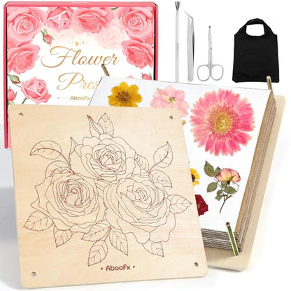 Aboofx Flower Press Kit, 11.2" x 11.2" Wooden Flower Pressing Kit - size: 11.2" x 11.2" 8 Layers