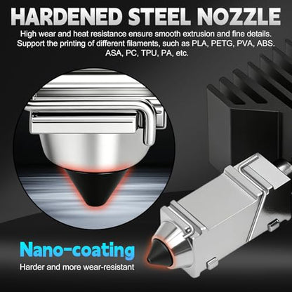 2PCS 0.4MM U1 Hotend for Snapmaker U1 Extruder, 24V 48W Fast Heating Ceramic Hot End with Hardened Steel Nozzle, Leak-Proof Integrated Design, with Brush Cleaning Needle Silicone Socks and Kit Tools - color: 2PCS