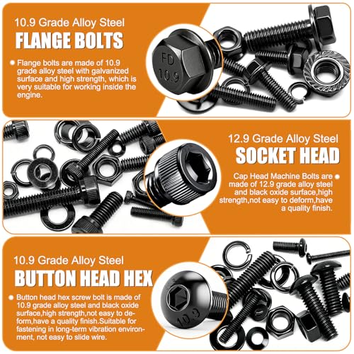 mankk 3160PCS Metric Bolt Nut Assortment Kit, with Flat & Lock Washers - size: BK 3160PCS Kit