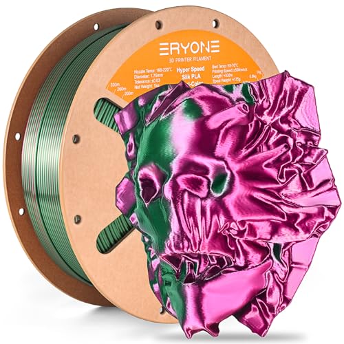 ERYONE Silk Filament PLA+ 1.75mm Shiny 3D Printer Filament, Multicolor PLA 2 in 1, 1kg (2.2LBS)/Spool, HS Silk Dual Color Red & Green - color: Silk Pla+ 2 in 1 Red Green
