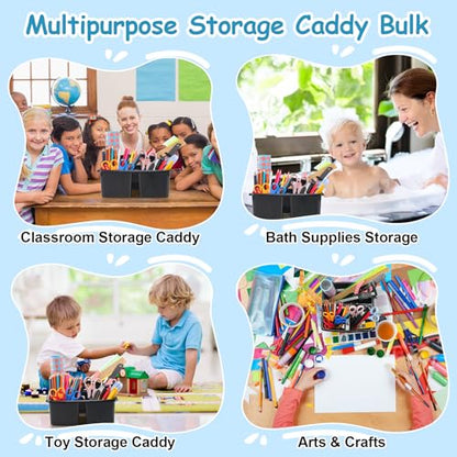 Threehoney 12 Pack Classroom Caddy 3 Compartment with Handle, Black - color: Black