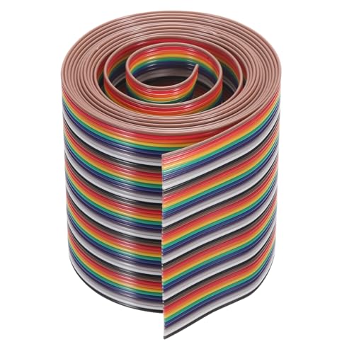 MECCANIXITY 1 Pcs 50 Pin Flat Rainbow Ribbon Cable 6.6 Ft 1.27mm Pitch Breadboard Jumper Wires for Electronic Projects - size: 6.6 Ft, style: 50P