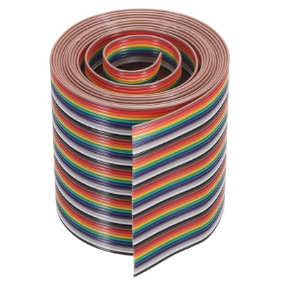 MECCANIXITY 1 Pcs 50 Pin Flat Rainbow Ribbon Cable 6.6 Ft 1.27mm Pitch Breadboard Jumper Wires for Electronic Projects - size: 6.6 Ft, style: 50P