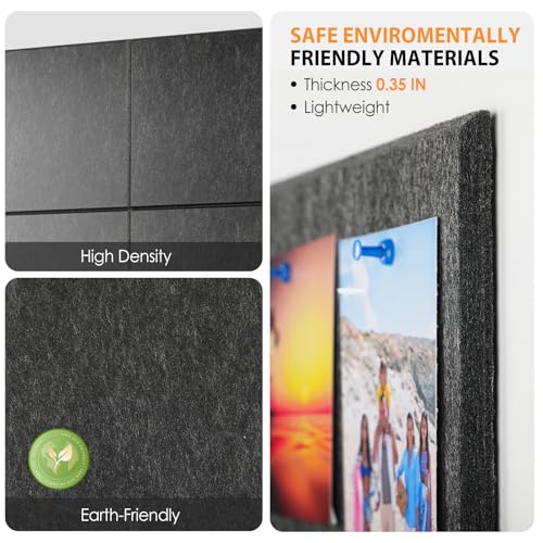 MaxGear Felt Bulletin Board 48" x 36", Dark Gray Felt Wall Tiles Wall Decor - color: Dark Gray, size: 48" x 36"