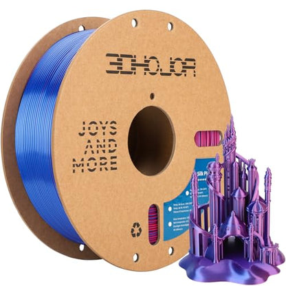 3DHoJor Silk PLA Filament 1.75mm Blue Purple Red Triple Color PLA 3D Printer Filament 3 in 1 Coextrusion 1KG Spool(2.2lbs) 3D Printing Filament Dimensional Accuracy +/- 0.03mm - color: Blue Purple Red