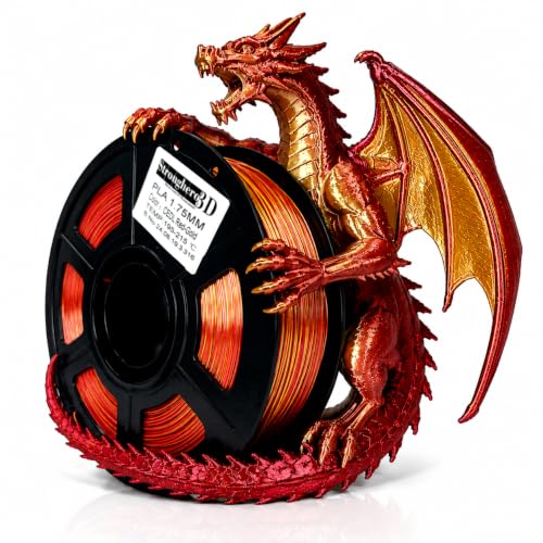 PLA Filament 1.75mm, Co-Extruded Galaxy Metallic Red Silk Gold 3D Printer Filament, Dual Color Silk PLA Filament with Glitter Sparkle, Festive Christmas Decorative Filament,1kg - color: Pla_duex_goldred