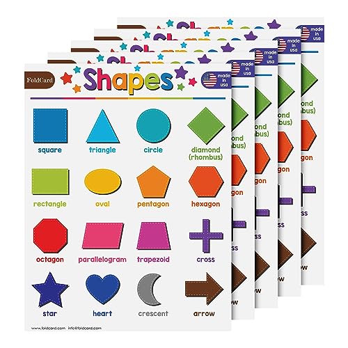 FoldCard Basic Shapes Chart Educational Poster 8.5x11 5pk - color: Basic 2D Shapes