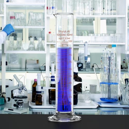 stonylab Class A Graduated Cylinder, 1000 ml Borosilicate Glass High Precision Measuring Cylinder with Clear Scale and Stable Base for Laboratory Liquid Measurement - size: 1000 ml