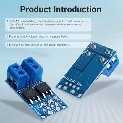 6PCS Dual Channel High-Power MOSFET PWM Driver Module, 0-20KHz Speed & Brightness Controller for Motor/Light, DC 5-36V 400W 15A (Peak 30A) - style: 6PCS
