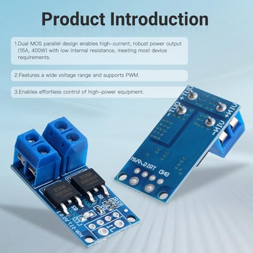 12PCS Dual Channel High-Power MOSFET PWM Driver Module, 0-20KHz Speed & Brightness Controller for Motor/Light, DC 5-36V 400W 15A (Peak 30A) - style: 12PCS