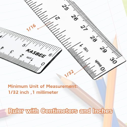 Clear Plastic Ruler 6 Inch, 12 Inch, Straight Rulers for School, Office - size: 6 Inch + 12 Inch