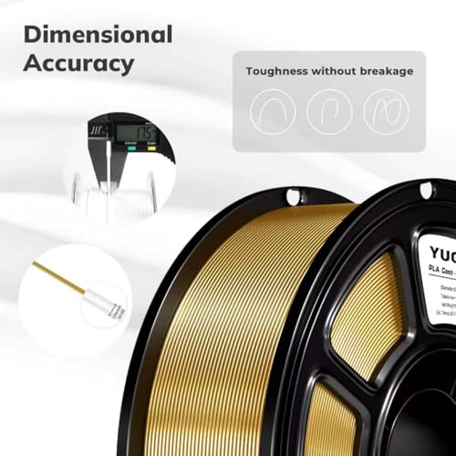 Silk PLA Filament 1.75mm,3D Printer Filament with a Metallic Glossy Finish, Dimensional Accuracy +/- 0.02 mm, 1kg Spool(2.2lbs) Fits for Most FDM 3D (A-Silk Gold Pla) - color: A-silk Gold Pla