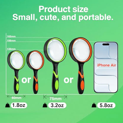 10X Handheld Reading Magnifying Glass, 2-Pack Set