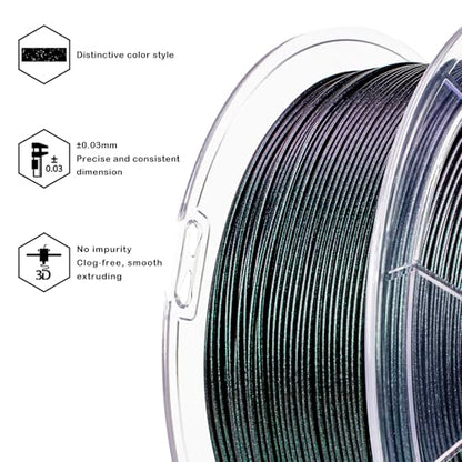ZIRO Glitter PLA Filament 1.75mm, Chameleon Series, Fir Green Luster - color: Fir Green Luster