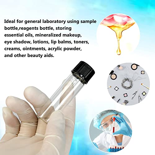 144PCS 2 Dram Clear Borosilicate Glass Liquid Sample Vials with Screw Caps - size: 2 dram