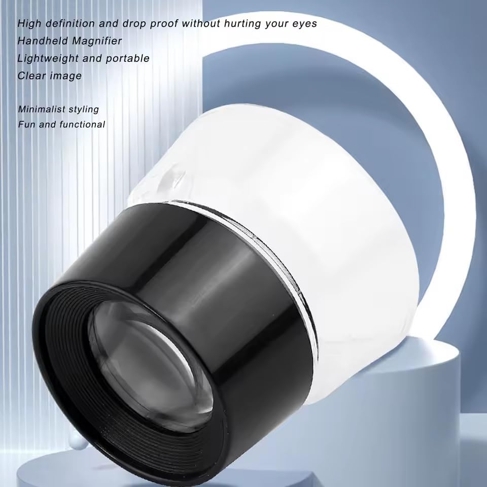 10X Power Black/Clear Stand Magnifier, Ambient Light Pocket Magnifier Wine Cup Shape Magnifying Loupe Glass Pre-Focused Loupe for Viewing Plants, Coins, Stamps, Maps, Fine Print,Wildlife