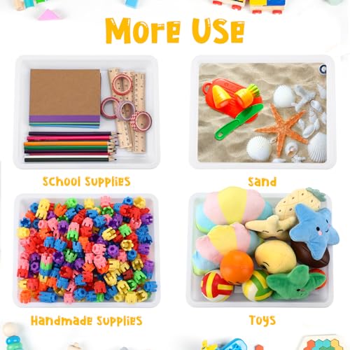 Maitys 24 Pcs Plastic Art Tray 11x8.7x1 Inch Activity Craft Tray,White - color: White