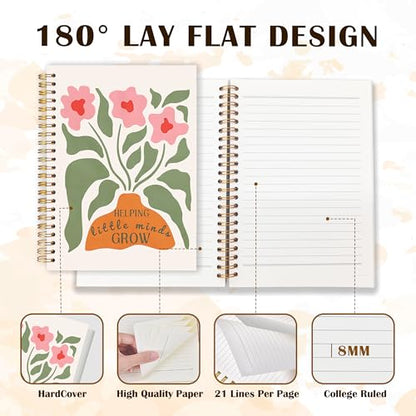 Teachers Gifts Spiral Notebooks, Boho Floral Helping Little Minds Grow Teacher Gifts Journal, Teacher Appreciation Gift Notebook for Note Taking, Teachers Office Supplies, 5.5x8.3 Inch - color: Helping Little Minds Grow
