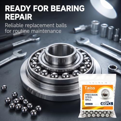 Taiss 400PCS 5.5mm 304 Stainless Steel Precision Balls,Precision Steel Ball Assortment Kit,Metal Balls - size: 5.5mm