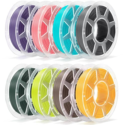 Pre-Dried PLA Basic 8x250g Bundle with Spool for Bambu Lab 3D Printers, 1.75mm 3D Printing Filament, Turquoise+Pink+Sunflower Yellow+Bright Green+Indigo Purple+Forest Green+Dark Gray+Cocoa Brown - color: 8*250g-turquoise+pink+sunflower Yellow+bright Green