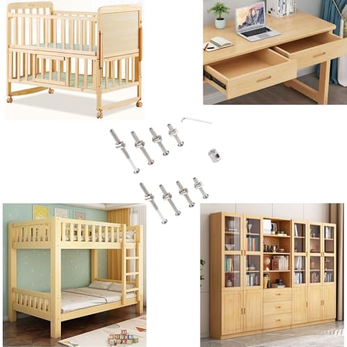Baby Bed Frame Bolts, Crib Screws Hardware ReplacementKit M6x40/50/60/70/80mm Hex Drive Socket Cap Screws Barrel Nuts Wooden Dowel Kit for Beds Chairs Furniture et (50Set) - size: 50Set