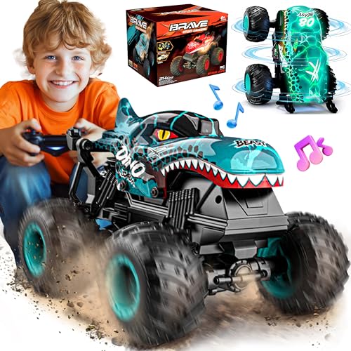 BEZGAR Monster Truck Toys, 1:20 Remote Control Car with Light & Music - color: Blue
