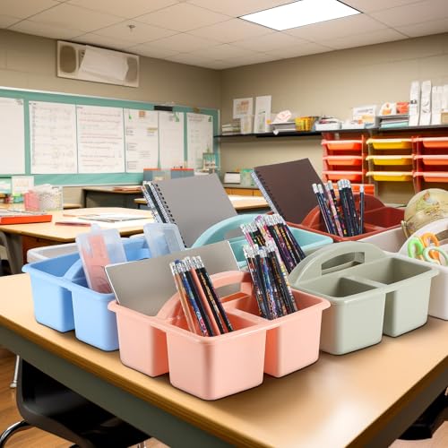 Lineshading 6 Pack 3 Compartment Classroom Table Caddy with Handle Boho