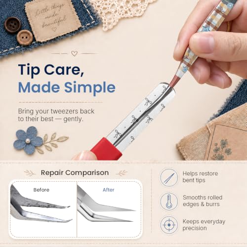 Craft Tweezers, Precision Art Tweezer for Sewing with Box 2 Pcs - color: Brown, Blue