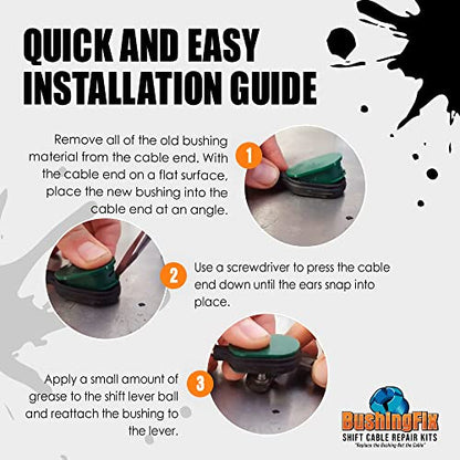 BushingFix SB1Kit - Saab 9-5 Replacement Bushing for Automatic Transmission Shift Cables, Easy Repair Kit Automotive Replacement Transmission Shift Cables, Transmission Shift Cable Bushing Repair Kit