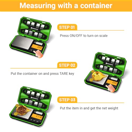 UNIWEIGH Digital Pocket Scale 200g/0.01g, Digital Scale Grams Precision - color: Fluorescent Green