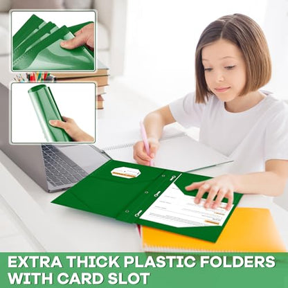 Henoyso 36 Pcs Plastic Folder with Clear Front Pocket, Dark Green - color: Dark Green