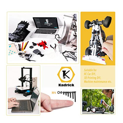Kadrick Metric Screws Assortment,270 Pcs M4 Screw Kit,Hex Socket Head Cap Bolts, M4*6mm/8mm/12mm/16mm/20mm/30mm Screws Nuts and Washers, 12.9 Grade Alloy Steel,Black Zinc Plated,Anti Rust Upgrade - size: M4 270Pcs