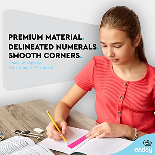 Emraw 12 inches (30 cm) Shatterproof Flexible Rulers Designed in Black, Blue, Green, Pink, Purple, and Orange - Great for School, Home, & Office – (6 Pack) - size: 6 Count (Pack of 1)