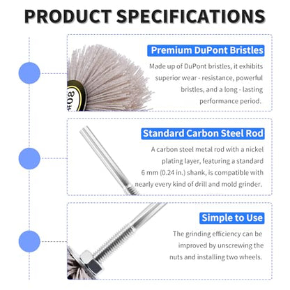 2pcs Nylon Wheel Brush, 320 Grit, 6mm Shank - style: 2Pcs 320#
