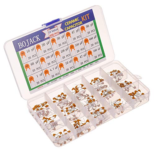 BOJACK 15 Values 300 Pcs Ceramic Capacitor 10 20 30 47 56 68 100 220 330 680 pF & 1 4.7 10 47 100 nF Multilayer Monolithic Ceramic Capacitor Assortment Kit - size: 10pF-680pF,1nF-100nF