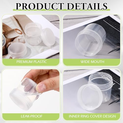 Meanplan 100 Pcs 1 oz Clear Plastic Container Jar with Lid Round Leak Proof - color: Clear, size: 1 oz