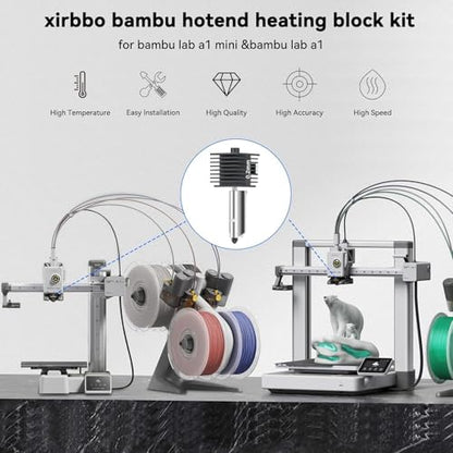 2 Pack A1 Mini/A1/A2L Hotend 0.2mm+0.6mm High Temp&Fast Speed Hardened Steel Nozzle+Heating Block Integrated Structure Compatible with Bambu Lab A1&A1 Mini 3D Printer - size: 0.2+0.6mm