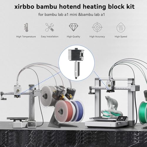 3pac A1 Mini/A1/A2L Hotend Print Head Hot End Kit 0.2mm+0.4mm+0.6mm Extruder Upgrade High Temperature 0.4 mm Hardened Steel Nozzle Replacement with Silicone Cover Sock for Bambu Laboratory 3D Printer - size: 0.2+0.4+0.6mm