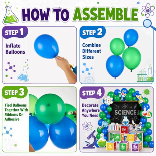 66Pcs Science Lab Party Decoration Pre-Folded Cardstock Kit Green Blue - color: Green Blue