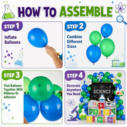 66Pcs Science Lab Party Decoration Pre-Folded Cardstock Kit Green Blue - color: Green Blue