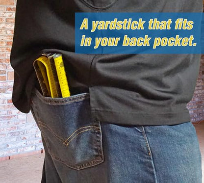 Zip Stick 36" Magnetic Measuring Tool, Compact Dual Scale Ruler, Yellow