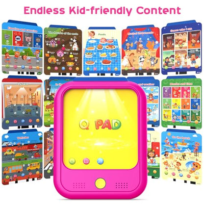 Qiaojoy Kids Learning Tablet Educational Learning Pad for Ages 2-5 Pink - color: Pink