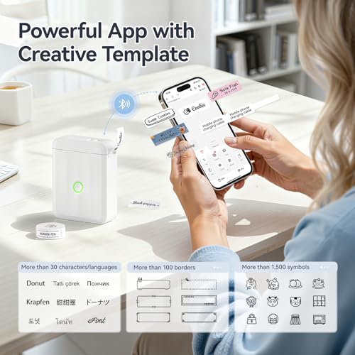 NIIMBOT D110 Upgraded Version Mini Label Maker Machine with 3 Tapes, White - color: White, style: Printer + 3 Tapes