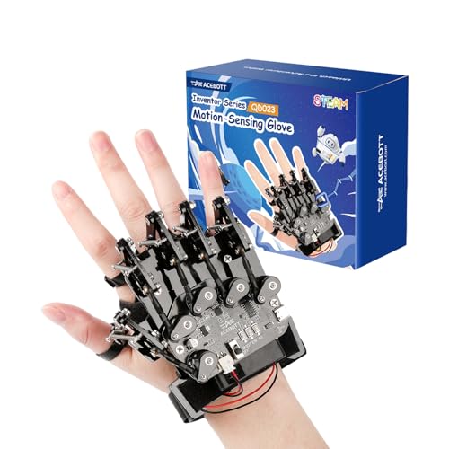 ESP32 Motion-Sensing Glove Supports Arduino, ACECode & Python，DIY Robotic Mechanical Hand STEM Toy Starter Kit Five Fingers Arm for Robot Kit Control, Science/Coding/Programming Set