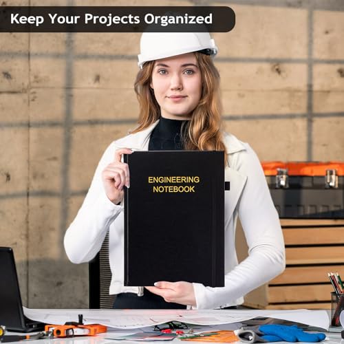 JUBTIC Engineering Notebook for Project Organization, 8.5" x 11" - color: Black