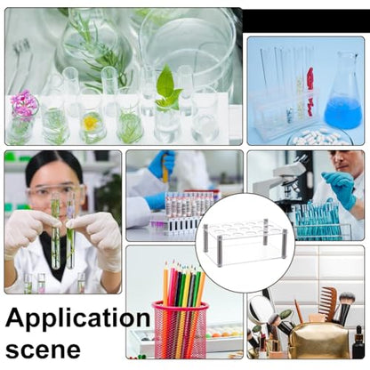 UNICRAFTALE 1 Set 15-Holes Acrylic Test Tube Holder Rack Lab Supplies Rectangle Clear Test Tube Rack Round Holes Test Tube Holder Hole 8mm for Test Tubes Chemistry Laboratory 7.8x5.28x2.93 Inch - size: 19.8x13.4x7.45cm