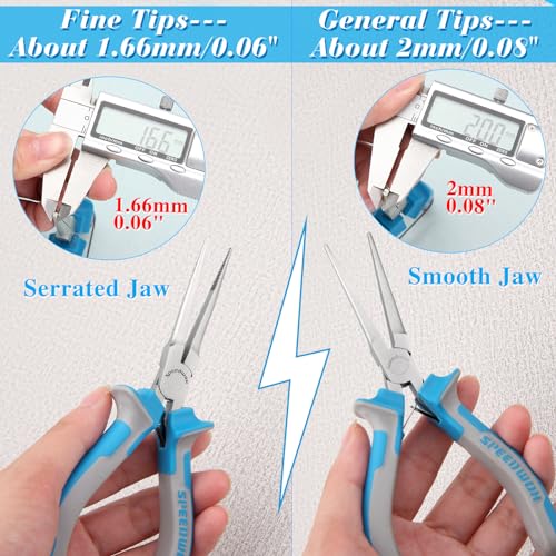 SPEEDWOX Fine Tips Needle Nose Pliers With Serrated Jaw Precision Jaw - style: Upgrade Fine Tips Needle Nose