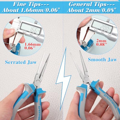 SPEEDWOX Fine Tips Needle Nose Pliers With Serrated Jaw Precision Jaw - style: Upgrade Fine Tips Needle Nose